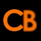 Orangene Großbuchstaben CB auf schwarzem Hintergrund.